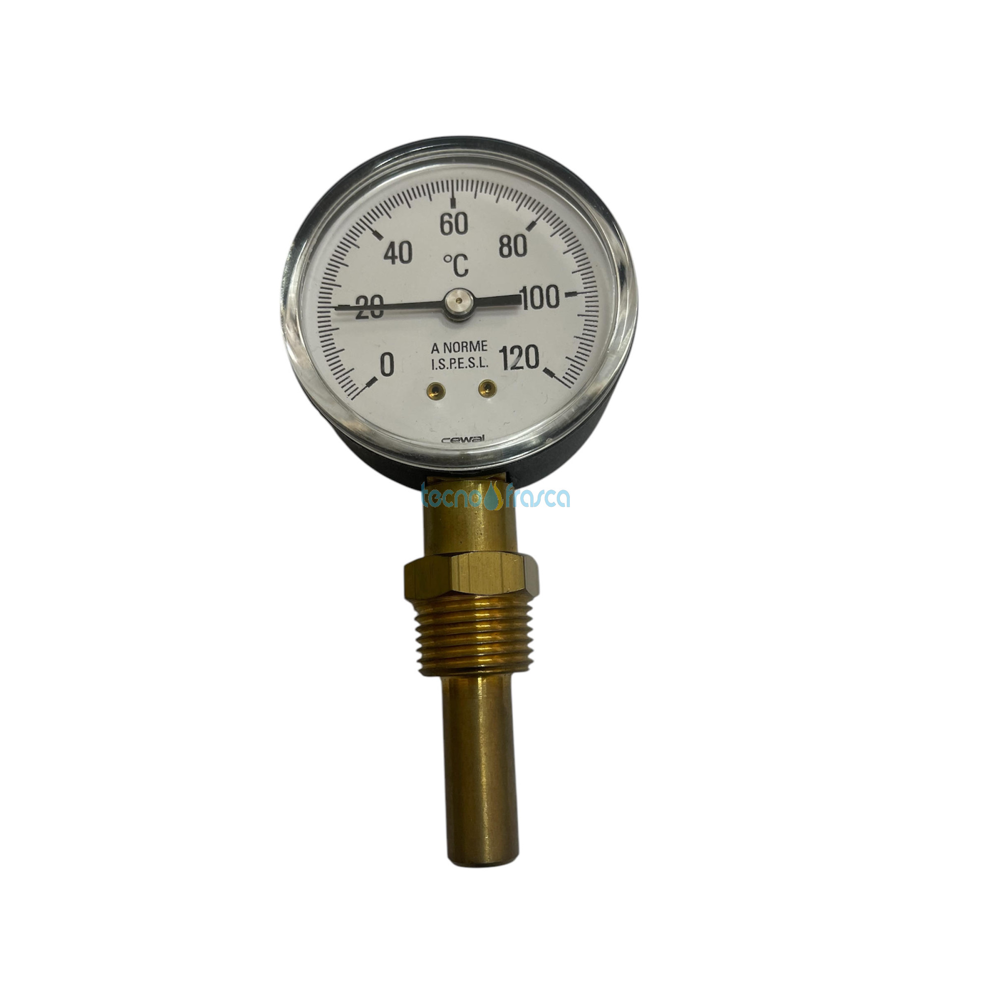 Termometro d63 con guaina in ottone scala 0-120 91646050