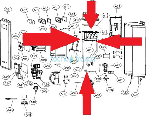 Ferroli scambiatore scaldabagno externo 16 3981H880