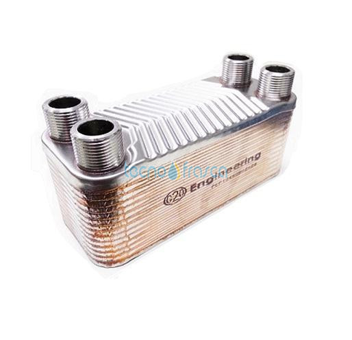 Scambiatore 28 piastre corto scr002 attacchi 3/4 45kw termocamino