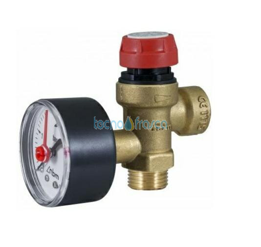 Valvola di sicurezza completa di manometro 1/2 m/f 3 bar 03540440