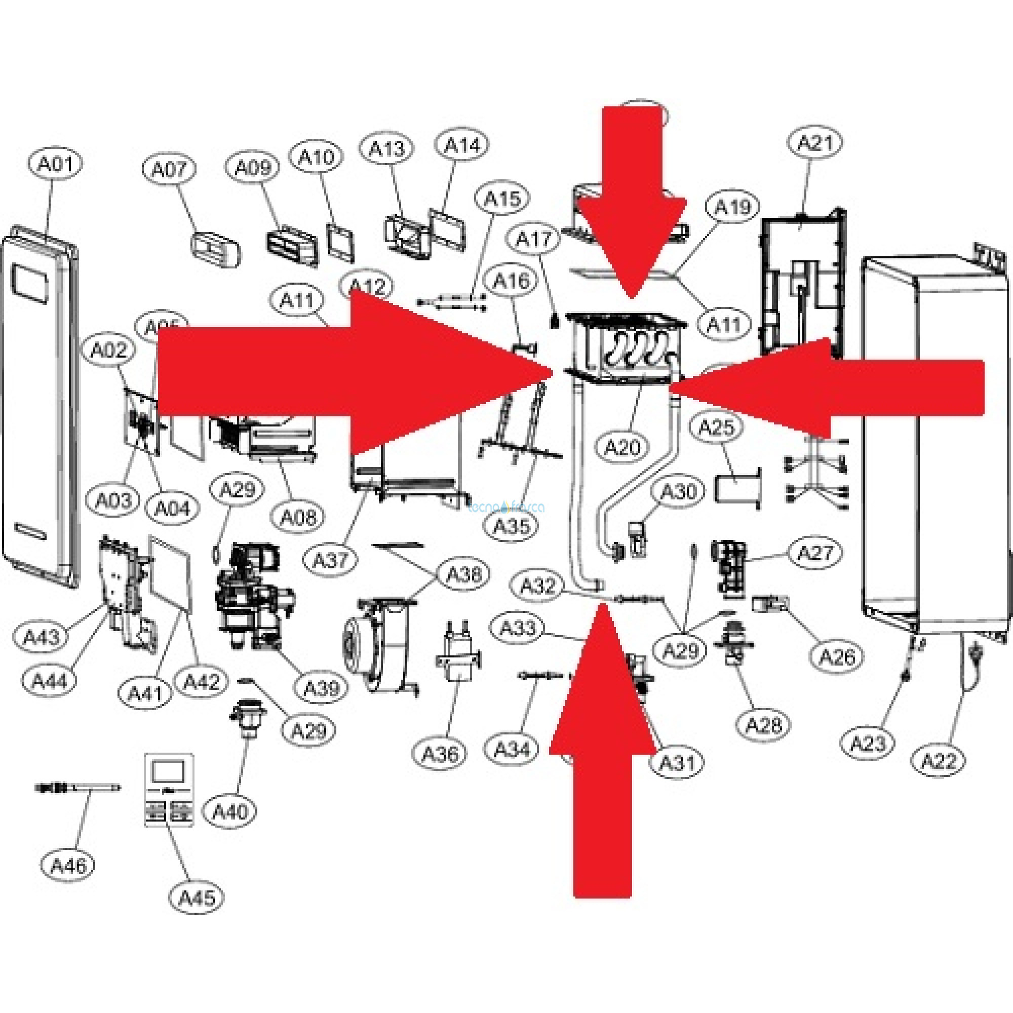 Ferroli scambiatore scaldabagno externo 16 3981H880