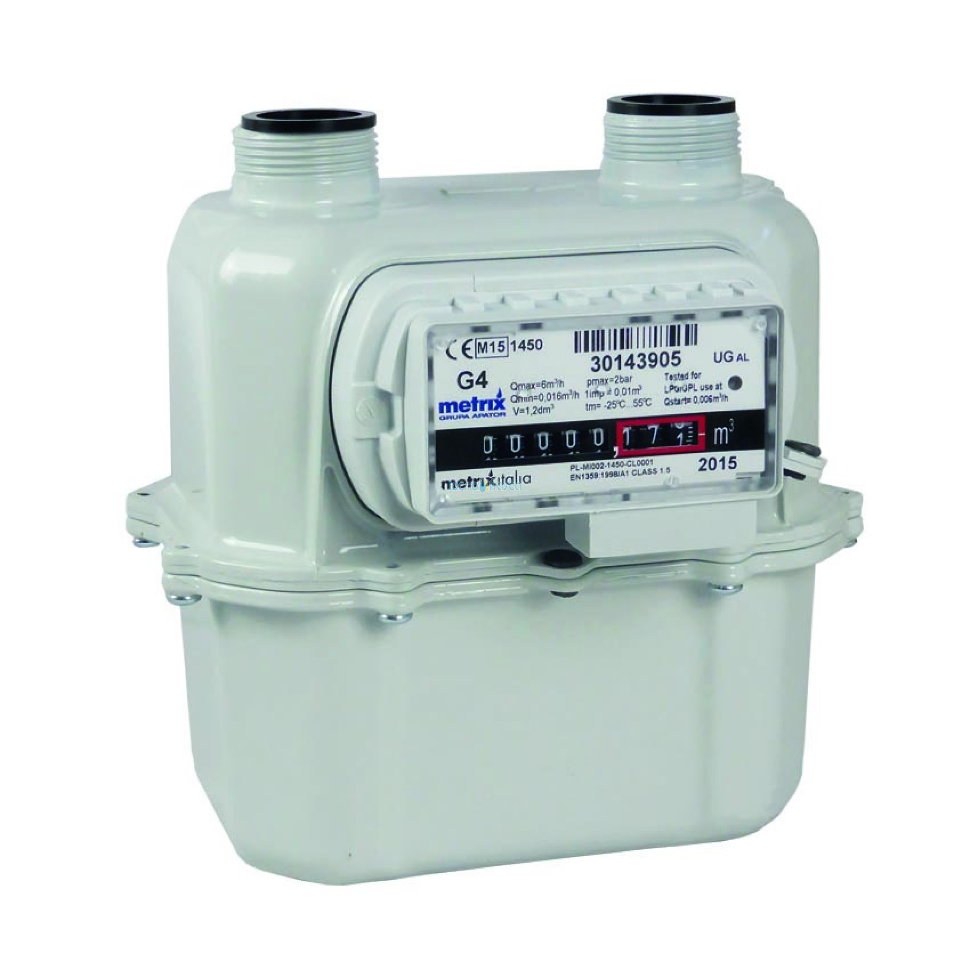Contatore gas fiscale g4 all.1"1/4 int.110 port.0,04/6mc/h pmax 2bar