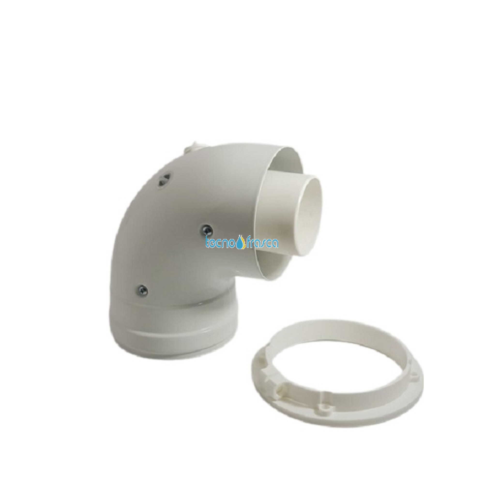 Curva coassiale d60/100 con flangio ispezione caldaia condensazione