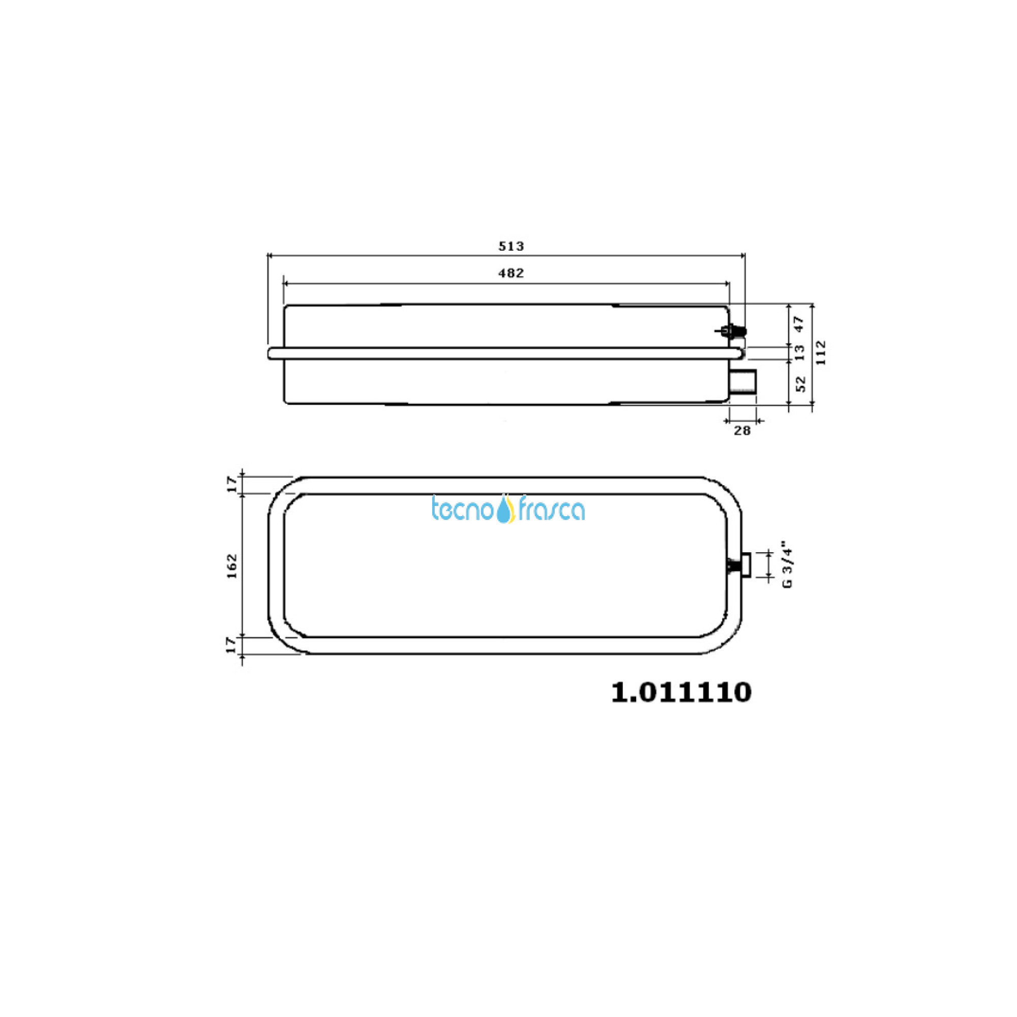 Immergas vaso di espansione lt 7,5 rettangolare 1.011110