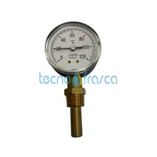 Termometro d63 con guaina in ottone scala 0-120 91646050